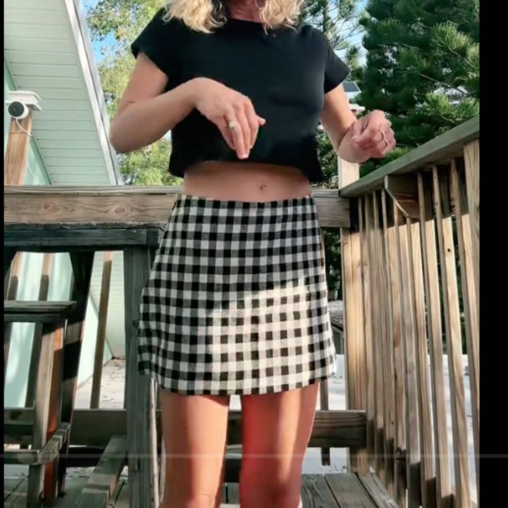 NEW Gap Linen Gingham Mini Skort- XSP
